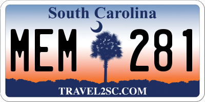 SC license plate MEM281