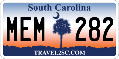 SC license plate MEM282