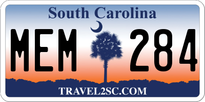 SC license plate MEM284