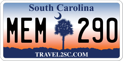 SC license plate MEM290