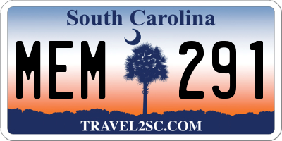 SC license plate MEM291