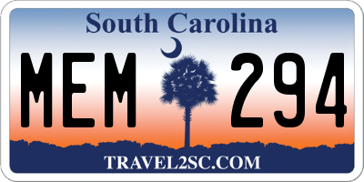SC license plate MEM294