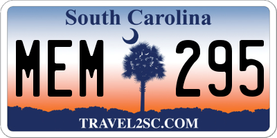 SC license plate MEM295