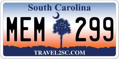 SC license plate MEM299