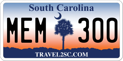 SC license plate MEM300