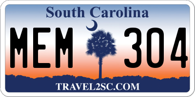 SC license plate MEM304