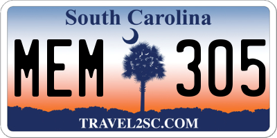 SC license plate MEM305