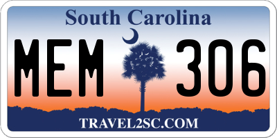 SC license plate MEM306