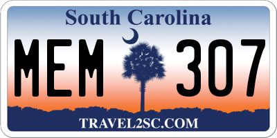 SC license plate MEM307