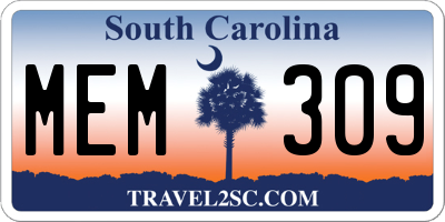SC license plate MEM309