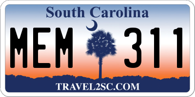 SC license plate MEM311