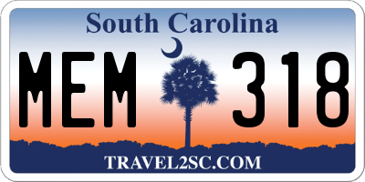 SC license plate MEM318