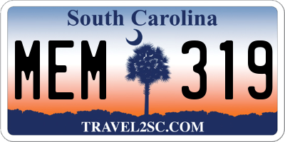 SC license plate MEM319