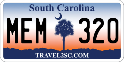 SC license plate MEM320