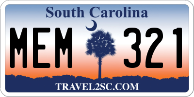 SC license plate MEM321