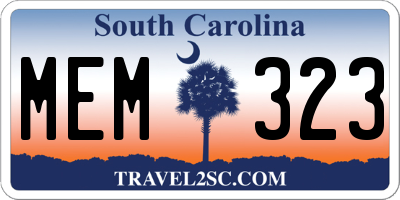 SC license plate MEM323