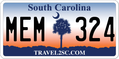 SC license plate MEM324