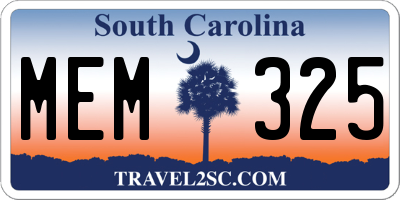 SC license plate MEM325