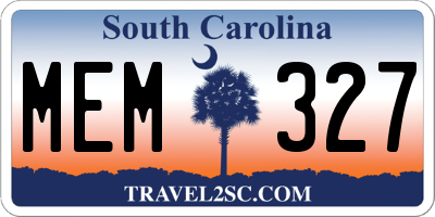SC license plate MEM327