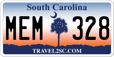 SC license plate MEM328