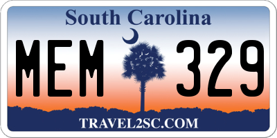 SC license plate MEM329