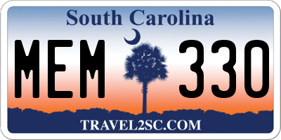 SC license plate MEM330