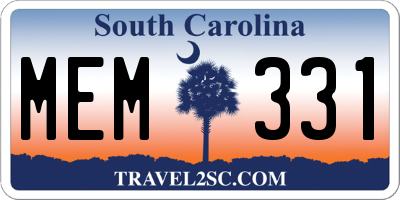 SC license plate MEM331