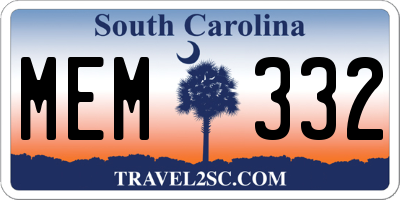 SC license plate MEM332