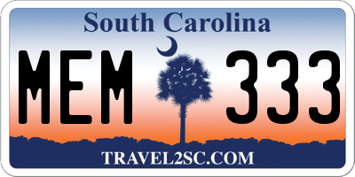SC license plate MEM333