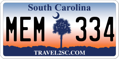 SC license plate MEM334