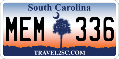 SC license plate MEM336