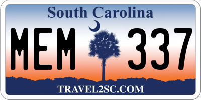 SC license plate MEM337