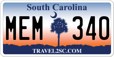 SC license plate MEM340