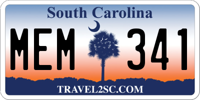 SC license plate MEM341