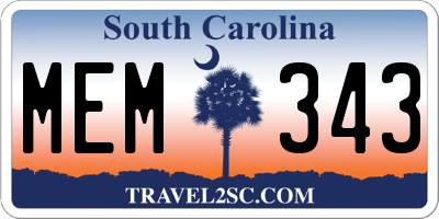 SC license plate MEM343