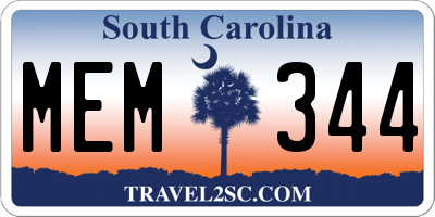 SC license plate MEM344