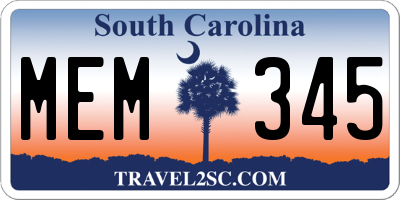 SC license plate MEM345