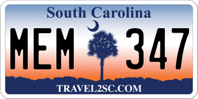SC license plate MEM347