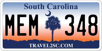 SC license plate MEM348