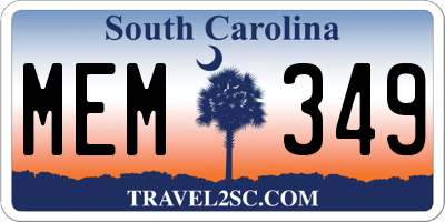 SC license plate MEM349