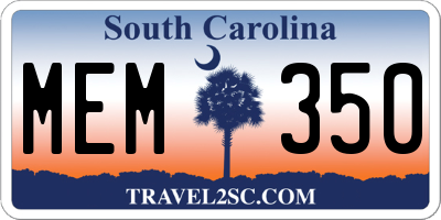 SC license plate MEM350