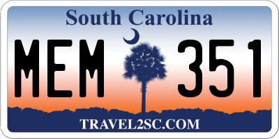 SC license plate MEM351