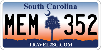 SC license plate MEM352