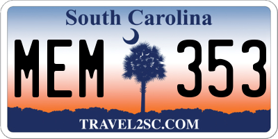 SC license plate MEM353