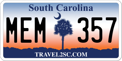 SC license plate MEM357