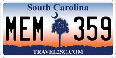 SC license plate MEM359