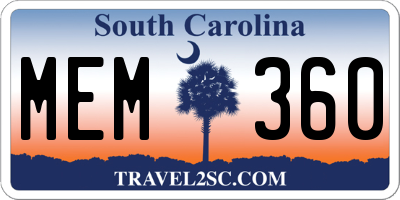 SC license plate MEM360