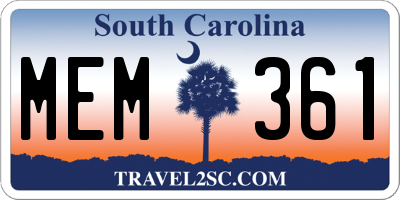 SC license plate MEM361