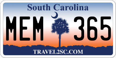 SC license plate MEM365