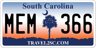 SC license plate MEM366